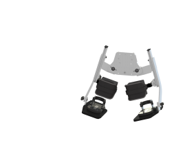 White and black stander led accessory in an abduction position.