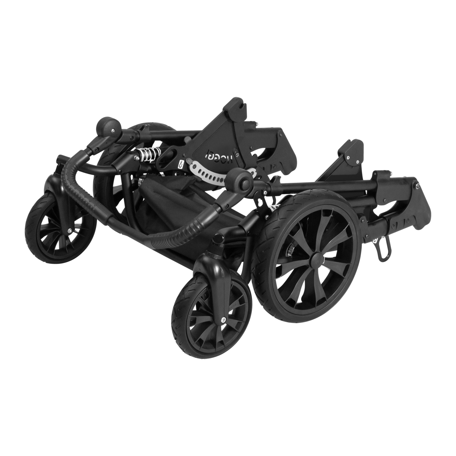Bingo Spex stroller folded compactly, showing portability and travel ease for families needing postural support.