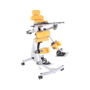Jenx Standz Size 1in yellow covers with abduction blocks promoting hip alignment and supported standing for young users.