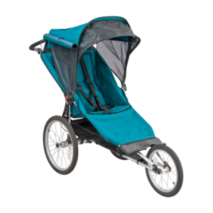Blue Kool Stride Running Stroller with large wheels for outdoor mobility and support for children with disabilities.