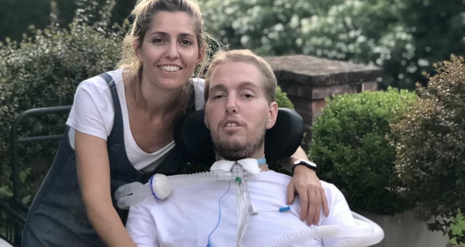 Sophia Bello with a wheelchair user.