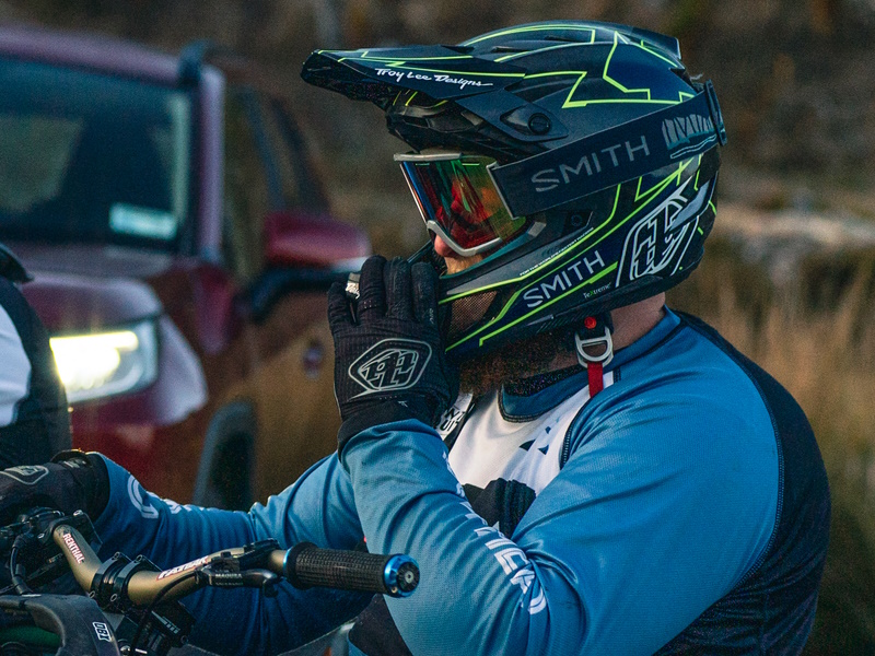 Man with helmet on motorbike