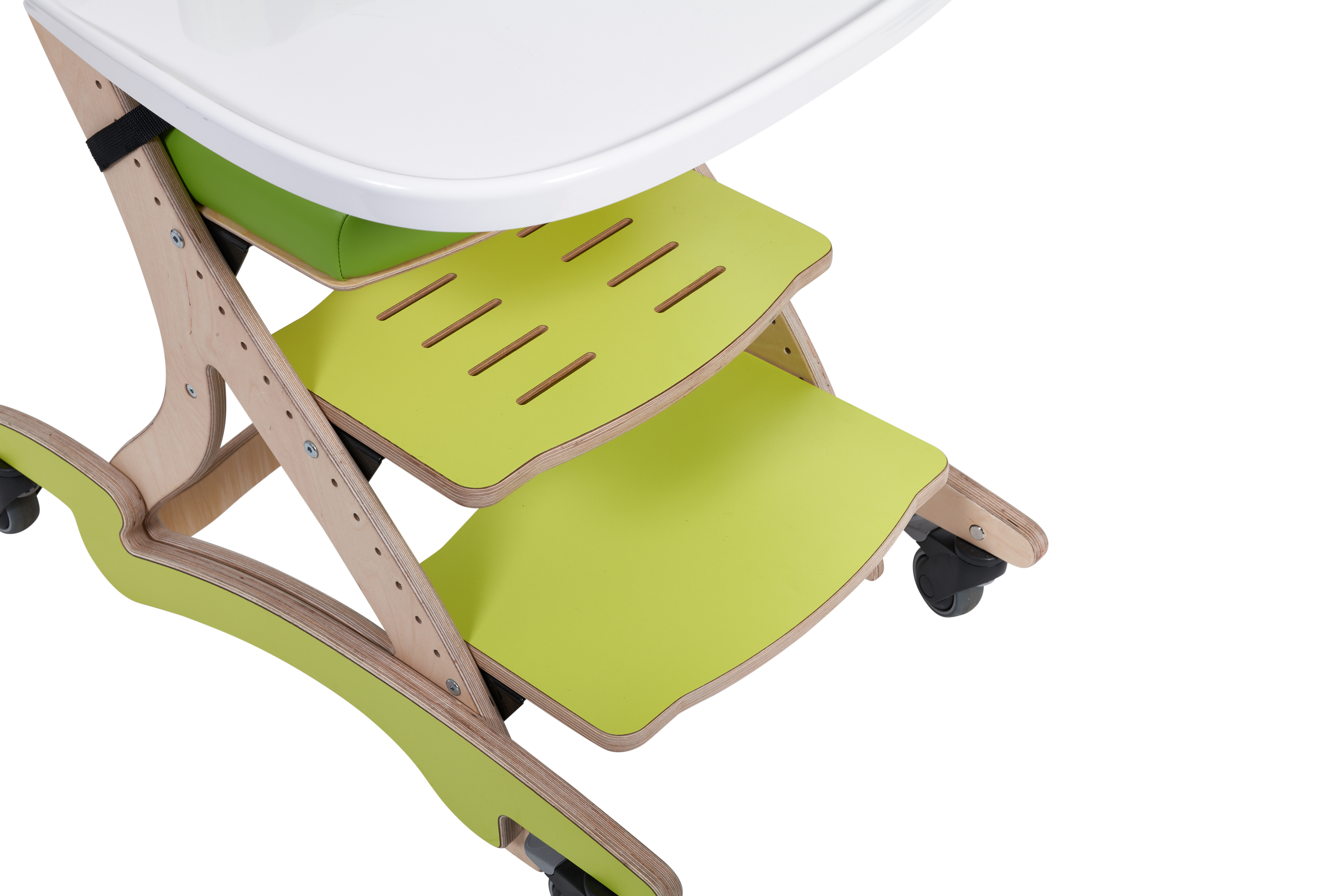 Zoomi High Chair Step Up accessory assisting users to safely access and position in the high chair for mealtime independence.