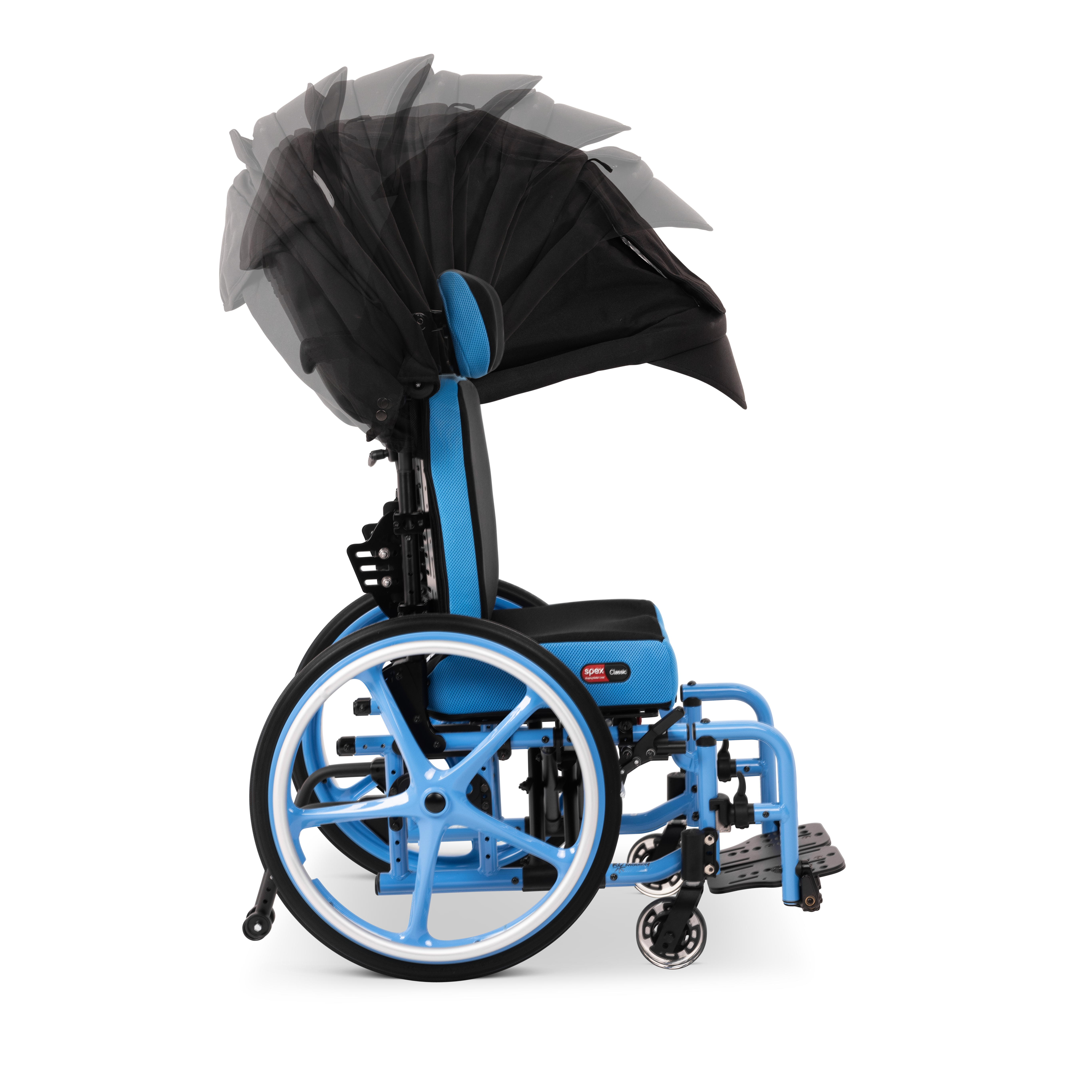 Bingo Wheelchair Canopy with wide adjustment range, offering flexible weather protection and user comfort.