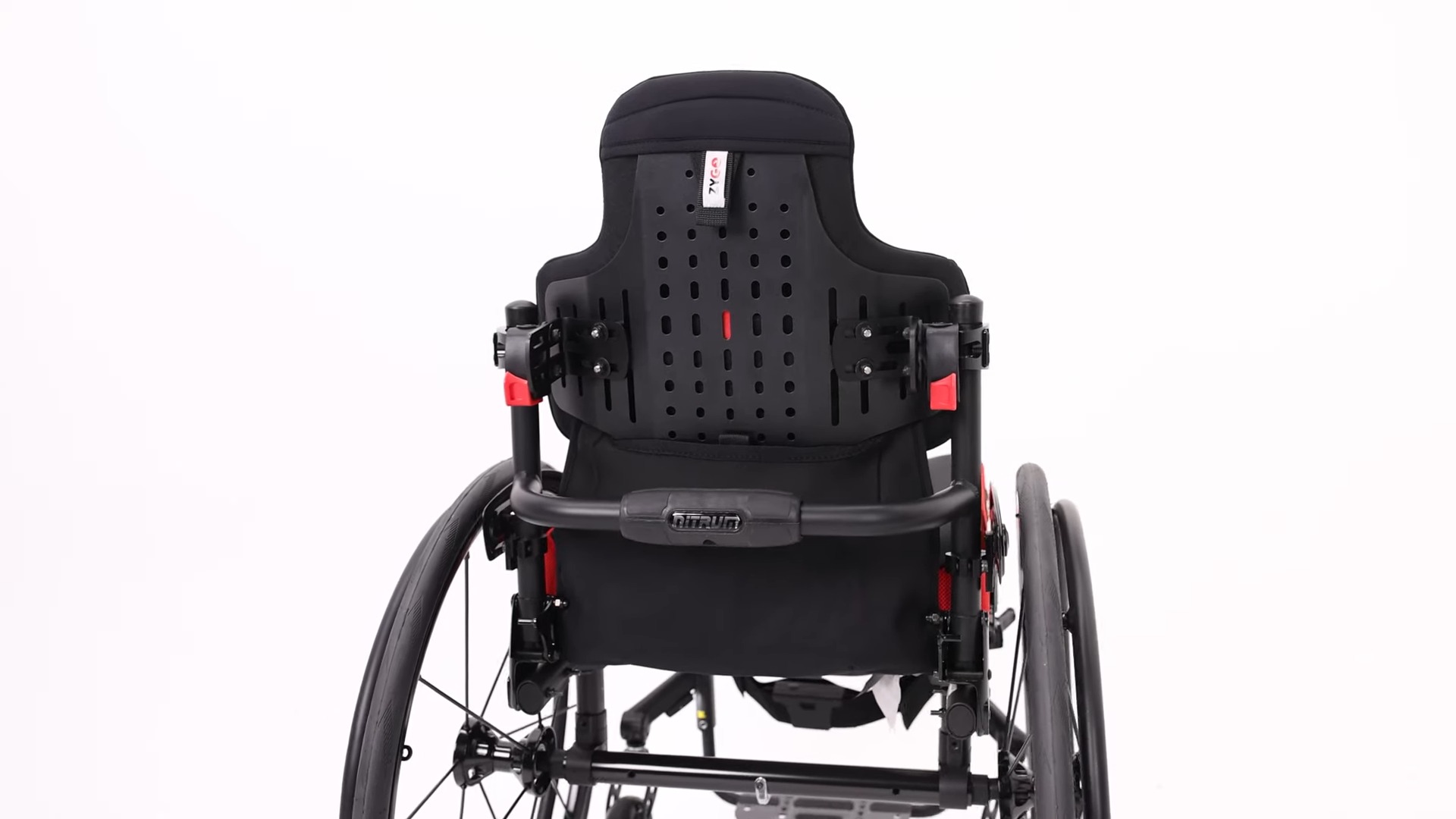 itrum manual wheelchair with Spex Zygo Deep Contour Mid Back Support, showing backrest style and height adjustability.