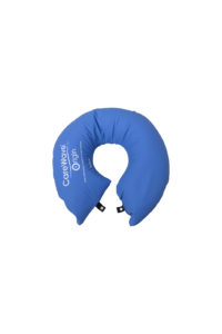 Aerial view of large CareWave ring cushion in blue.