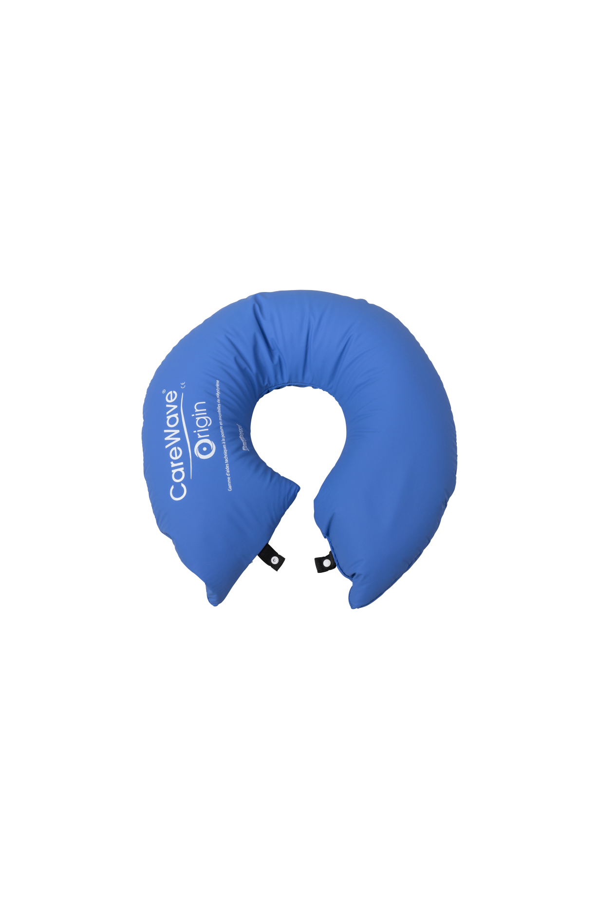 Aerial view of large CareWave ring cushion in blue.