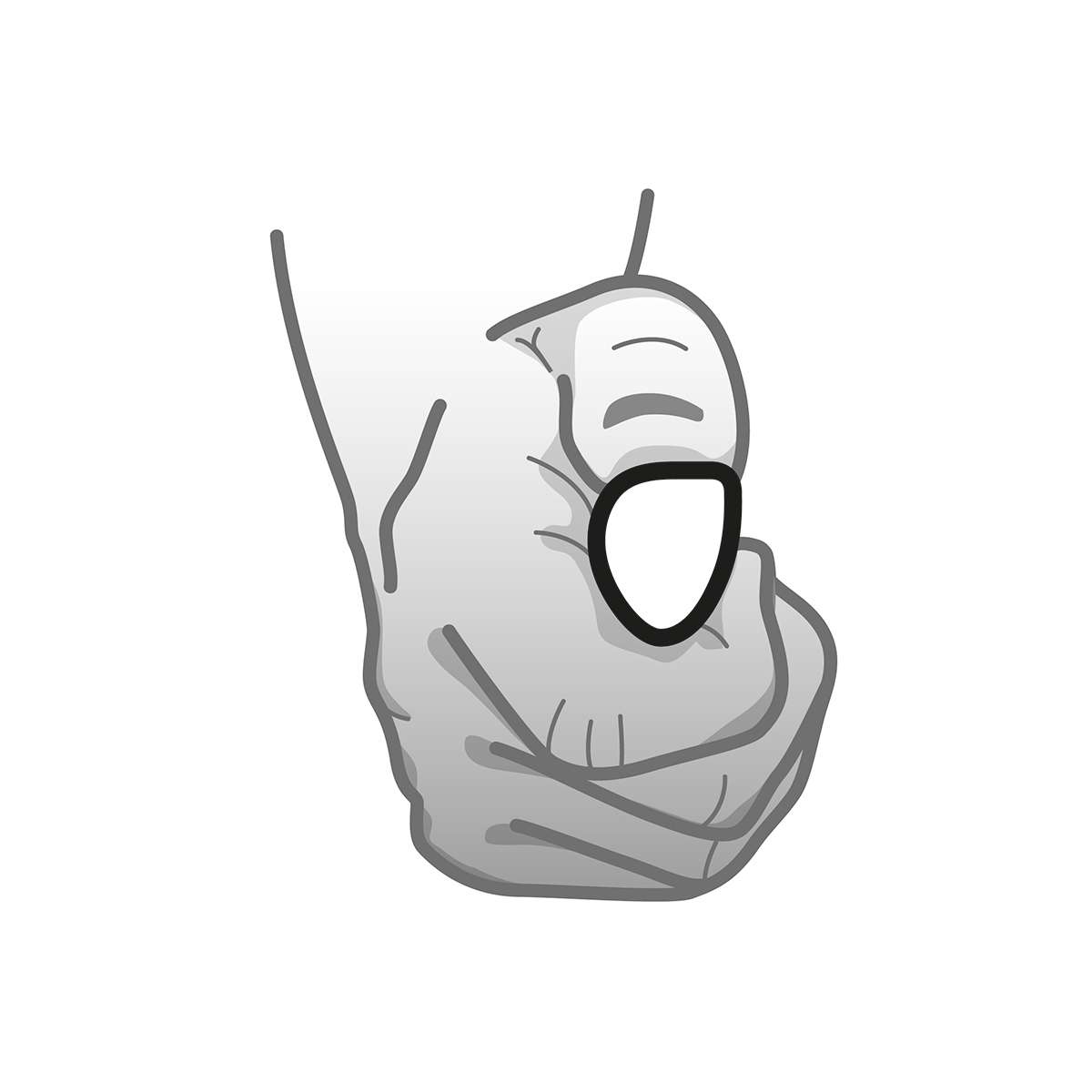 Sketch of human hand in a fist position, showing the ergonomics of grasping the Carbolife Wheelchair Rim.