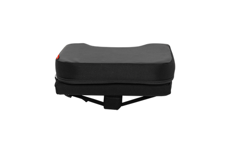 Black padded tray on white background